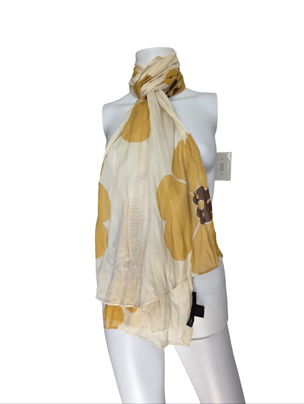 Marc by Marc Jacobs Floral Scarf Lightweight Sheer Cotton Silk